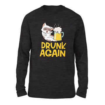Drunk Again Men/Unisex Drop Shoulder Sweatshirt in Dark Grey Heather color